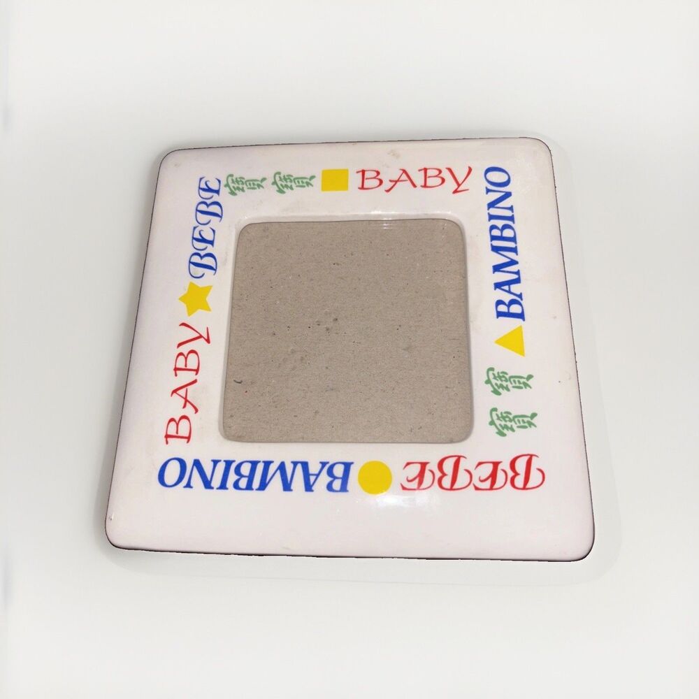 Bambino Ceramic Photo Frame Multicolor 3.5x3.5 Inch Table Top Baby Vintage 1990s